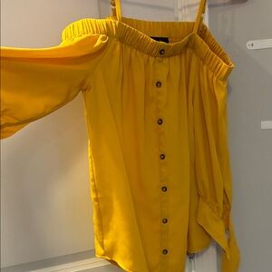 by & by Yellow Off-Shoulder Button Front Blouse